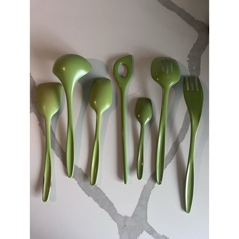 7 Pc Vintage Avocado Green Rosti Mepal‎ Melamine Kitchen Utensils Denmark - Picture 2 of 6